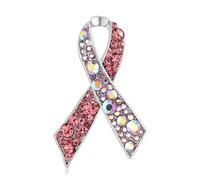 Spilla con strass per la sensibilizzazione sul cancro al seno, per donne e uomini, nastro di cristallo con perle e strass, per aiuti, speranza, prevenzione, sensibilizzazione, spille per vestito