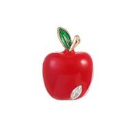 Spilla con strass rossi per donne e uomini, spilla smaltata color oro, spilla da bavero a forma di frutta, graziosa accessorio natalizio per insegnanti e studenti