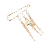 Spilla contemporanea che incorpora nappe eleganti, del e viso sorridente per un look trendy Spilla con nappe