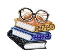 Spilla creativa a forma di libro e occhiali, simboleggia saggezze per il ritorno a scuola, accessorio alla moda, unisex, design leggero con strass spilla della conoscenza