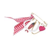 Spilla creativa a tema marino colorato a forma di pesce con nastro di amore, accessorio giocoso per adolescenti e adulti con struttura a forma di cuore