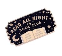 Spilla creativa da lettura con scritta "Read All Night", accessorio per topi di biblioteca, struttura in metallo, adatta per i membri del club del libro, accessorio alla moda
