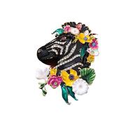 Spilla creativa zebra smaltata, fiore alla moda intarsiato con diamanti, fiore petto a forma di animale, accessori per abbigliamento donna, Misura unica, Acciaio inossidabile