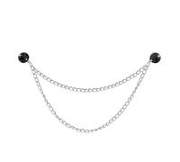 Spilla da appendere con catena dorata per uomo abiti spilla nappa catena collare spille strass cristallo spilla pin vestito spille da bavero per uomo catene per camicie accessori, Nero-J, Small