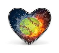 Spilla da baseball arancione softball sul fuoco e l'acqua spilla elegante a forma di cuore spilla distintivo divertente personalizzato pin back pulsante distintivo moda carino cuore spilla spille per