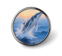 Spilla da bavero a forma di balena argentata nell'oceano per uomo, spilla alla moda con procione, stile Pool Dash - graziosi distintivi smaltati, spilla in lega di alluminio per cappelli, camicie, bor
