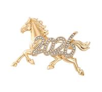 Spilla da bavero a forma di cavallo, elettroplaccata, stile moderno, con zodiaci cinesi, 3D, accessorio ideale per tutti gli accessori unisex, One Size, come descritto