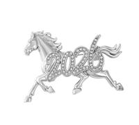 Spilla da bavero a forma di cavallo, elettroplaccata, stile moderno, con zodiaci cinesi, 3D, accessorio ideale per tutti gli accessori unisex, One Size, come descritto