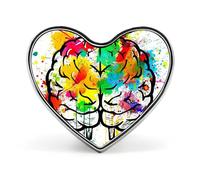 Spilla da bavero a forma di cervello disegnata a mano, spilla a forma di cuore in metallo da 1 pollice, leggera, con bordi lisci, spilla versatile con distintivo d'amore per camicie, giacche, borse