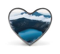 Spilla da bavero a forma di cratere vulcanico, spilla a forma di cuore in metallo da 1 pollice, leggera, con bordi lisci, spilla versatile con distintivo d'amore per camicie, giacche, borse, regali