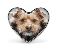 Spilla da bavero a forma di cucciolo nella neve, spilla a forma di cuore in metallo da 1 pollice, leggera, con bordi lisci, spilla versatile con distintivo d'amore per camicie, giacche, borse, rega