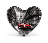 Spilla da bavero a forma di cuore con auto rossa di City Street per uomo e donna, in lega di alluminio, con smalto alla moda, per camicie, borse, colletti, spilla in metallo per abiti, giacche, cap