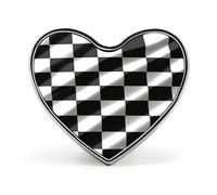 Spilla da bavero a forma di cuore con bandiera a scacchi bianca e nera, carina, divertente, con bottone in metallo a forma di cuore, spilla per camicia per uomo e donna, artigianato e regalo personali