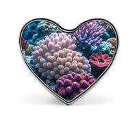 Spilla da bavero a forma di cuore con corallo e tema mondo sottomarino per uomo e donna, in lega di alluminio, con smalto alla moda, per camicie, borse, colletti, spilla in metallo per abiti, giacc