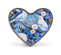 Spilla da bavero a forma di cuore con fiori e uccelli bianchi per uomo e donna, in lega di alluminio, con smalto alla moda, per camicie, borse, colletti, spilla in metallo per abiti, giacche, cappe