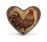 Spilla da bavero a forma di cuore con illustrazione di un vecchio gallo, adatta per abiti da festa, gioielli, accessori, spil