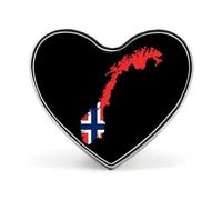 Spilla da bavero a forma di cuore con mappa della Norvegia, bandiera, mappa, ciondolo, distintivo, accessori per abbigliamento, gioielli per uomo e donna