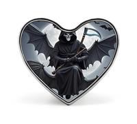 Spilla da bavero a forma di cuore con pipistrello, luna, morte, per uomo e donna, in lega di alluminio, spilla smaltata alla moda per camicie, borse, colletti, spilla in metallo per abiti, giacche,
