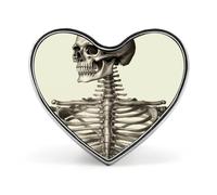 Spilla da bavero a forma di cuore con scheletro umano per uomo e donna, in lega di alluminio, con smalto, ideale per camicie, borse, colletti, abiti, giacche e cappelli.