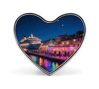 Spilla da bavero a forma di cuore con scritta "Città di mare" per uomo e donna, in lega di alluminio, con smalto, ideale per camicie, borse, colletti. Spilla in metallo per abiti, giacche e cappell