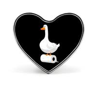 Spilla da bavero a forma di cuore con scritta "Silly Goose Bathroom Heart Love Badge" in metallo per uomo e donna, ideale per vestiti, borse e cappelli.