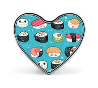 Spilla da bavero a forma di cuore con simpatico motivo sushi, accessorio di gioielleria per abbigliamento uomo e donna
