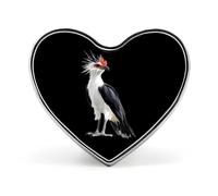 Spilla da bavero a forma di cuore con uccellino segretario, accessorio di gioielleria per uomo e donna