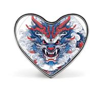 Spilla da bavero a forma di drago cornuto rosso, spilla a forma di cuore in metallo da 1 pollice, leggera, con bordi lisci, spilla versatile con distintivo d'amore per camicie, giacche, borse, rega