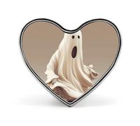 Spilla da bavero a forma di fantasma bianco, spilla a forma di cuore in metallo da 1 pollice, leggera, con bordi lisci, spilla versatile con distintivo d'amore per camicie, giacche, borse, regali p