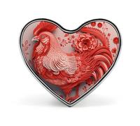 Spilla da bavero a forma di gallo tagliato in carta, spilla a forma di cuore in metallo da 1 pollice, leggera, con bordi lisci, spilla versatile con distintivo d'amore per camicie, giacche, borse,