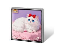 Spilla da bavero a forma di gatto dagli occhi azzurri, spilla quadrata alla moda, spilla carina con bottoni in lega, spille smaltate, in metallo, per cappelli, camicie, vestiti, borse