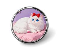 Spilla da bavero a forma di gatto dagli occhi azzurri, spilla rotonda alla moda, spilla con bottone carino, spille con bottone in lega per cappelli, camicie, vestiti e borse