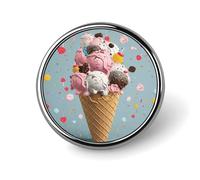 Spilla da bavero a forma di gelato dolce per uomo, spilla alla moda con pavone blu - graziosi distintivi smaltati, spilla in lega di alluminio per cappelli, camicie, borse, giacche e accessori (spille