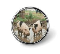 Spilla da bavero a forma di maiale con animali da fattoria, squisita spilla alla moda, spilla personalizzata per bottoni novità unica e carina, spilla rotonda in metallo per zaino, borse, giacca