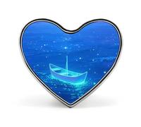 Spilla da bavero a forma di mare fluorescente, spilla a forma di cuore in metallo da 1 pollice, leggera, con bordi lisci, spilla versatile con distintivo d'amore per camicie, giacche, borse, regali