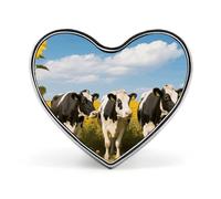 Spilla da bavero a forma di mucca, spilla a forma di cuore in metallo da 1 pollice, leggera, con bordi lisci, versatile, spilla con distintivo d'amore per camicie, giacche, borse, regali per amici