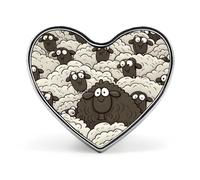 Spilla da bavero a forma di pecora bianca e nera, da 1 pollice, in metallo, leggera, con bordi lisci, versatile, con distintivo d'amore, per camicie, giacche, borse, regali per amici e famiglia.