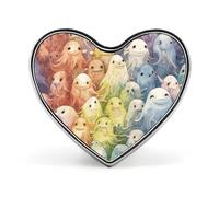 Spilla da bavero a forma di piccolo fantasma arcobaleno, spilla a forma di cuore in metallo da 1 pollice, leggera, con bordi lisci, versatile, spilla con distintivo d'amore per camicie, giacche, bo