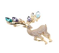 Spilla da bavero a forma di renna: spilla natalizia con strass a forma di