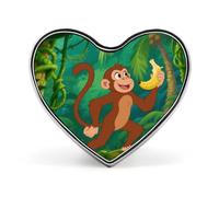 Spilla da bavero a forma di scimmia che ama le banane, graziosa spilla smaltata a forma di cuore per uomo/donna, fermacravatt
