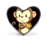 Spilla da bavero a forma di scimmia dei cartoni animati che tiene in mano della frutta, leopardo delle nevi, montagna - Spille a forma di cuore per accessori da uomo e da donna, spille da bavero in sm