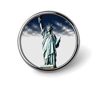 Spilla da bavero a forma di Statua della Libertà, rotonda, alla moda, con bottoni carini, spille in lega, smaltate, in metallo, per cappelli, camicie, vestiti, borse