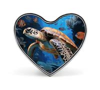 Spilla da bavero a forma di tartaruga, animale dell'oceano, spilla a forma di cuore in metallo da 1 pollice, leggera, con bordi lisci, spilla versatile con distintivo d'amore per camicie, giacche,