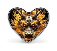 Spilla da bavero a forma di testa di drago dorato, spilla a forma di cuore in metallo da 1 pollice, leggera, con bordi lisci, spilla versatile con distintivo d'amore per camicie, giacche, borse, re