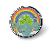 Spilla da bavero a forma di trifoglio con cerchio arcobaleno, spilla leggera e alla moda, accessorio personalizzato per abbigliamento.