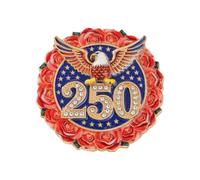 Spilla da bavero a tema storico degli Stati Uniti 250 anni con finitura elettrolitica, per uomini e donne, gioielli patriottici, One Size, come descritto