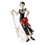 Spilla da bavero alla moda sofisticata a forma di ragazza che cammina con disegni a olio gocciolante accessorio a contrasto per forniture per feste costumi accessori di moda, Misura unica, come