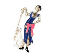 Spilla da bavero alla moda sofisticata a forma di ragazza che cammina con disegni a olio gocciolante accessorio a contrasto per forniture per feste costumi accessori di moda, Misura unica, come