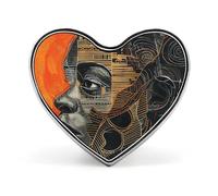 Spilla da bavero arancione e nera, spilla a forma di cuore in metallo da 1 pollice, leggera, con bordi lisci, spilla versatile con distintivo d'amore per camicie, giacche, borse, regali per amici e