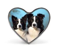 Spilla da bavero Border Collie, spille rotonde in metallo, distintivo alla moda per camicie, giacche, cappelli